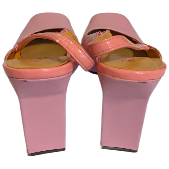 Vintage Y2K BCBG Pink Slingback Heels Square Toe Barbiecore Shoes Chunky Heel 8 - Picture 3 of 16
